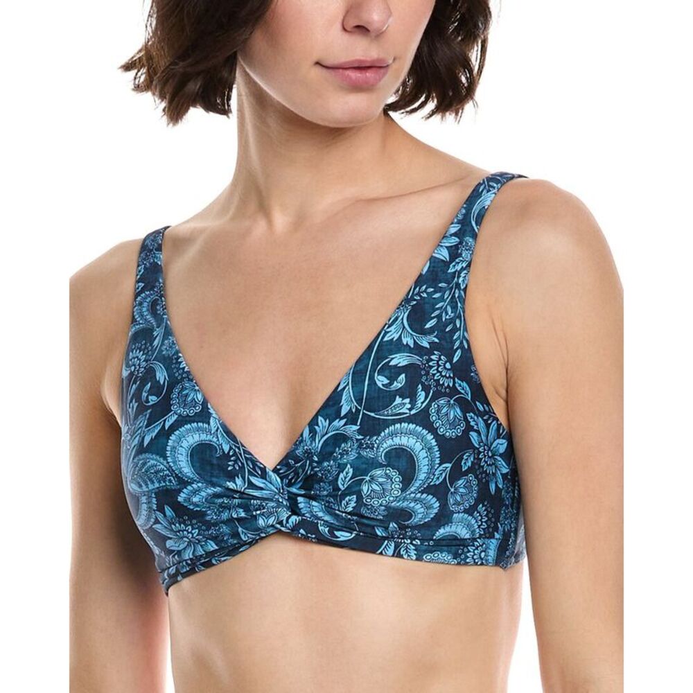 Monte And Lou Womens  Multi Fit Twist Crop Bikini Top, Blue